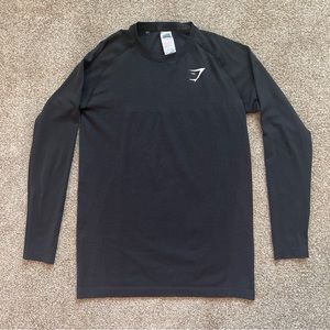 Gymshark Long Sleeve T Shirt Black Mens Small Breathable Performance